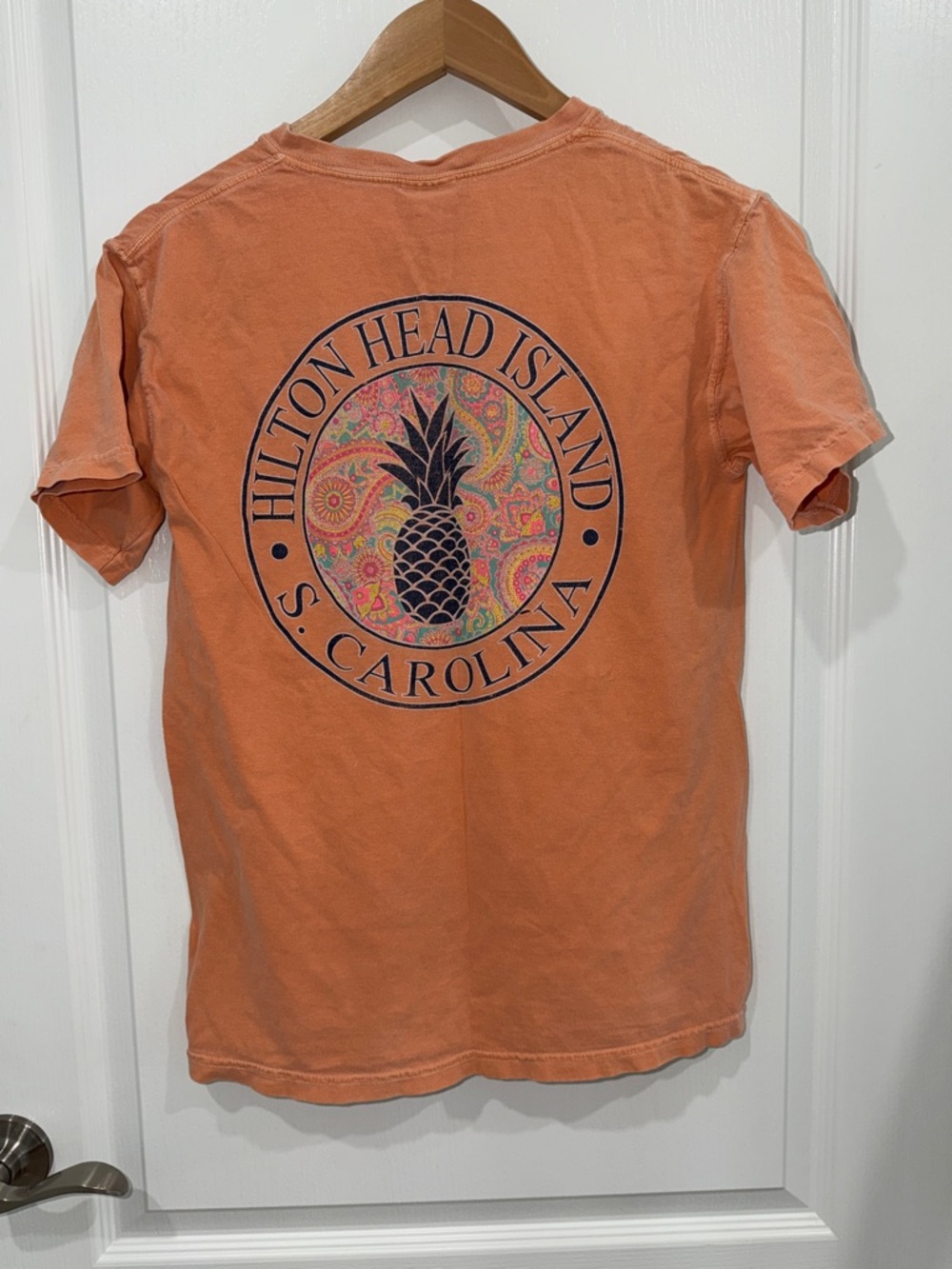 Hilton Head Island Pineapple Graphic Tee  Orange Comfort Colors Brand Small
